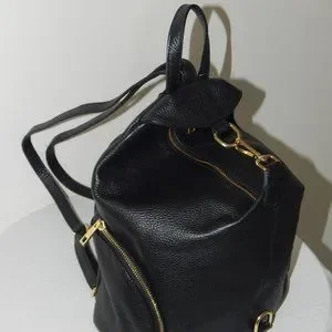 Firenze Unica Pebbled Leather Backpack Purse Black Convertible Bag 11x13 Italian Unica Firenze | eBay main image 3